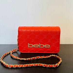 Bebe Vibrant Red Crossbody Bag with Chain Strap